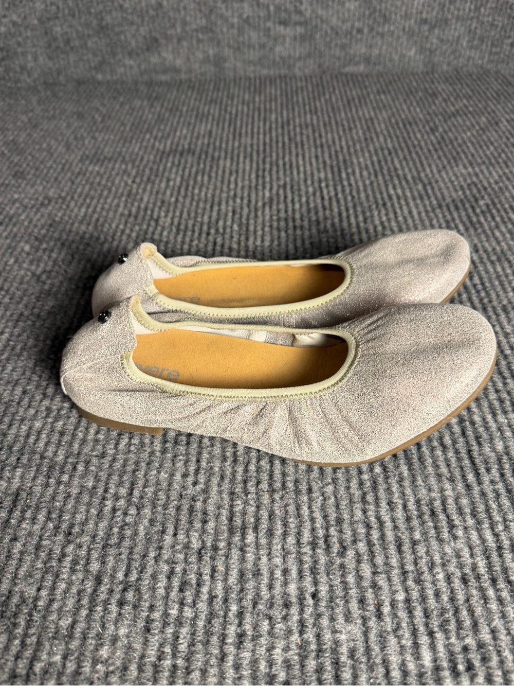 Revere Paris Gold Wash Suede Ballet Flats Orthotic Friendly Comfort Shoes Sz 38